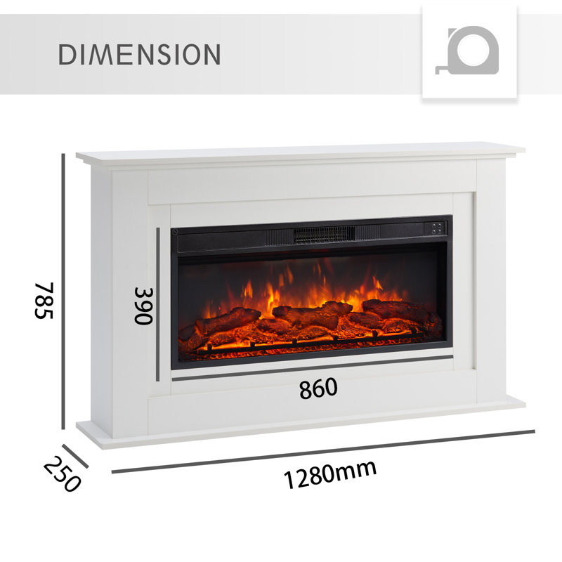 SAVANNAH FLAMEKO Electric Fireplace, 78.5cm H x 128cm W x 25cm D, White