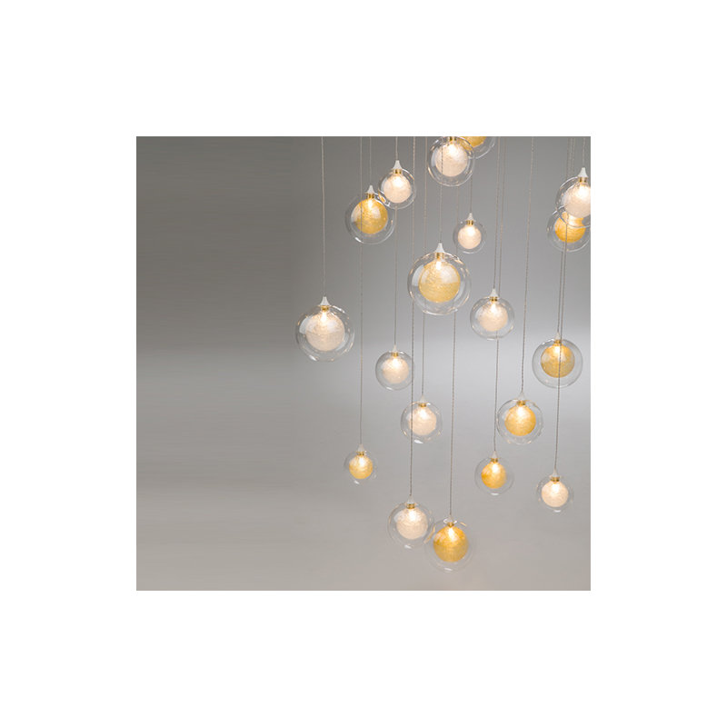 37 - Light Pendant, Clear/Gold