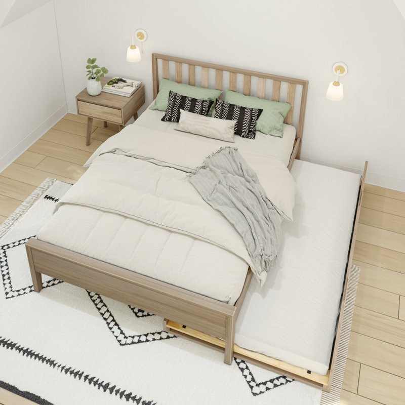 Brubaker Solid Wood Panel Bed, Blonde, Double