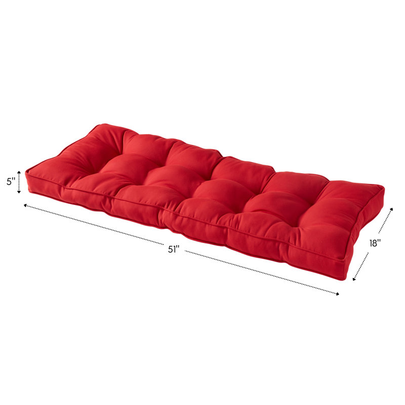Sunbrella Outdoor Bench Seat Cushion, Canvas Jockey Red Sunbrella® Canvas