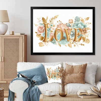 Amour floral - salon romantique avec art mural