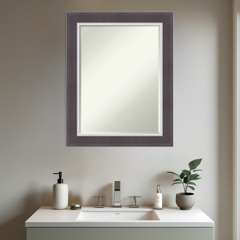 Miroir mural de salle de bain Ellie, Brun ; Argenté