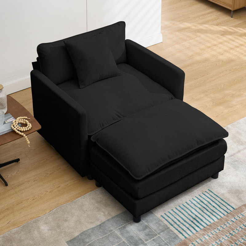 Canapé modulaire modulaire, canapé à assise profonde avec repose-pieds mobile pour le salon, canapé en chenille avec coussins