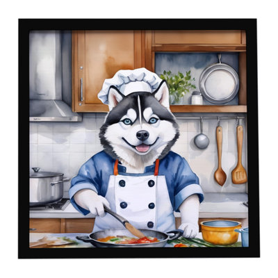 Siberian Husky The Chef Framed Metal Print
