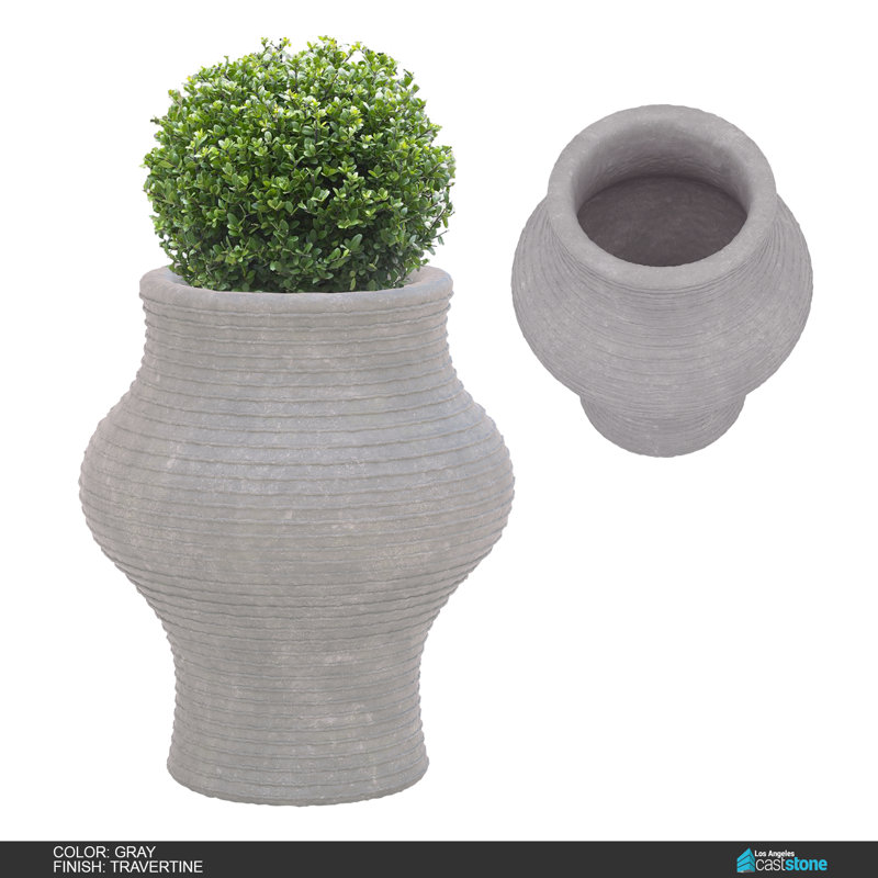 Asta Planter, Gray Travertine