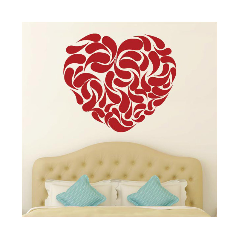 Heart Shape Abstract Wall Sticker, Dark Red