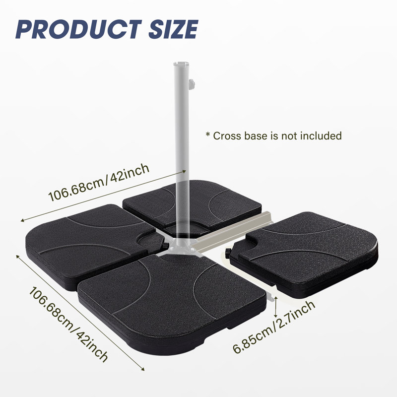 Harper-Rae 190LBS 4PCS Heavy-Duty Cantilever Offset Patio Umbrella Base Square Base Plate Set