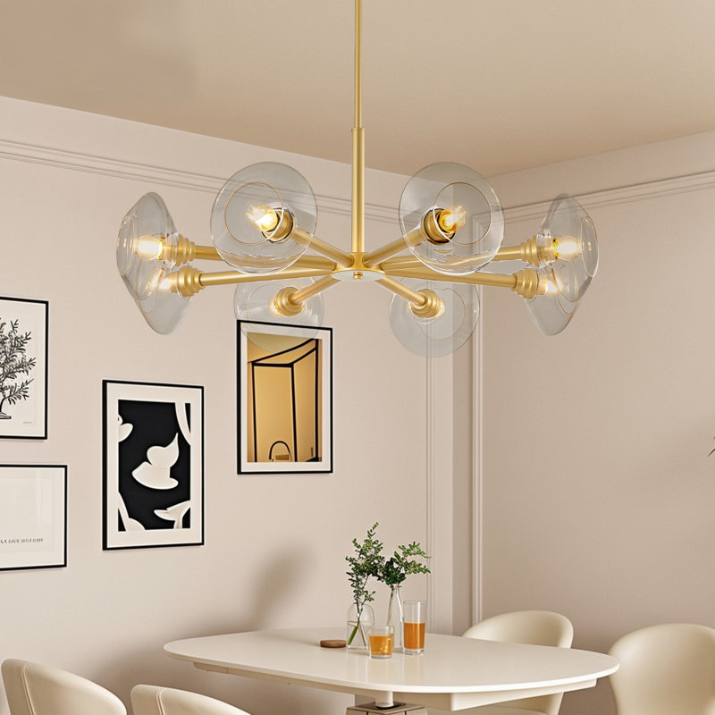 Élégant lustre en fer à 8 lumières, or moderne pour la salle à manger et le salon