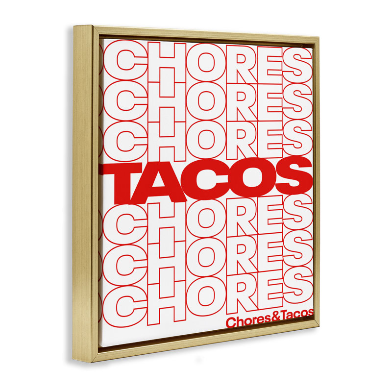 Cadre flottant Tacos Over Tores, conception par Jedco Brands, Inc., H 25 po x l 25 po, Cadre flottant métallique doré