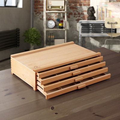 4 Drawer Beechwood Art Supply Holder