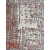 Cotton Area Rug in Rust/Gray