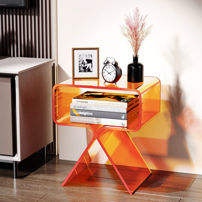 Betzabet Acrylic Side Table, Bedside Table Nightstand