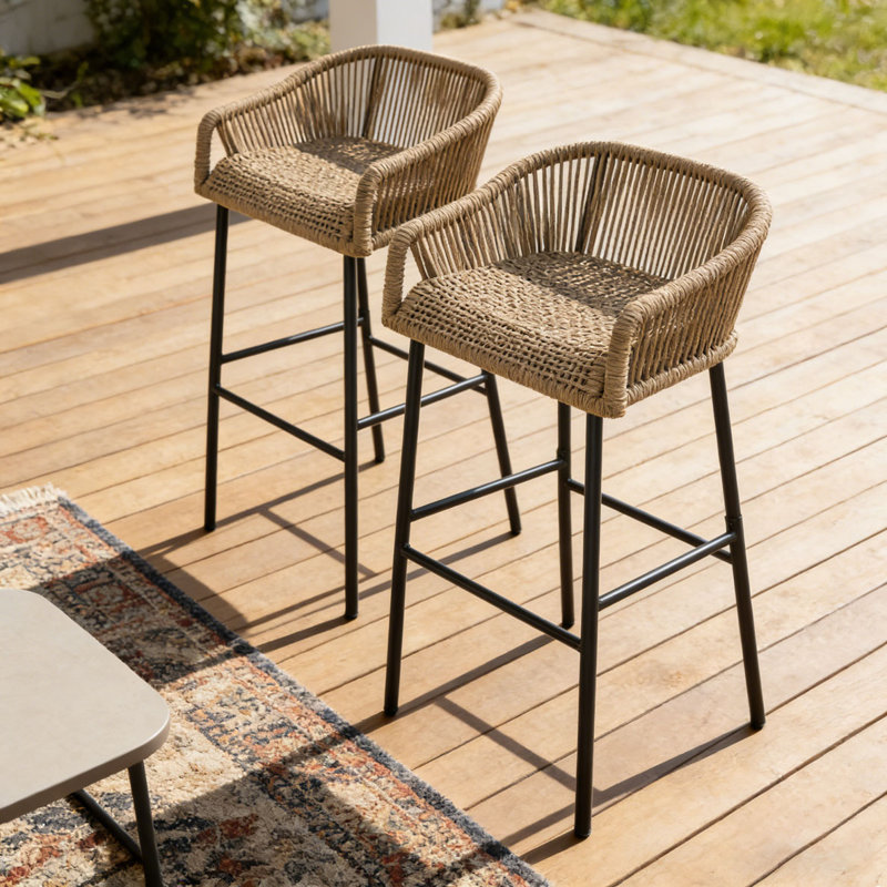 Tabouret de bar pour l'extérieur, Noir et brun
