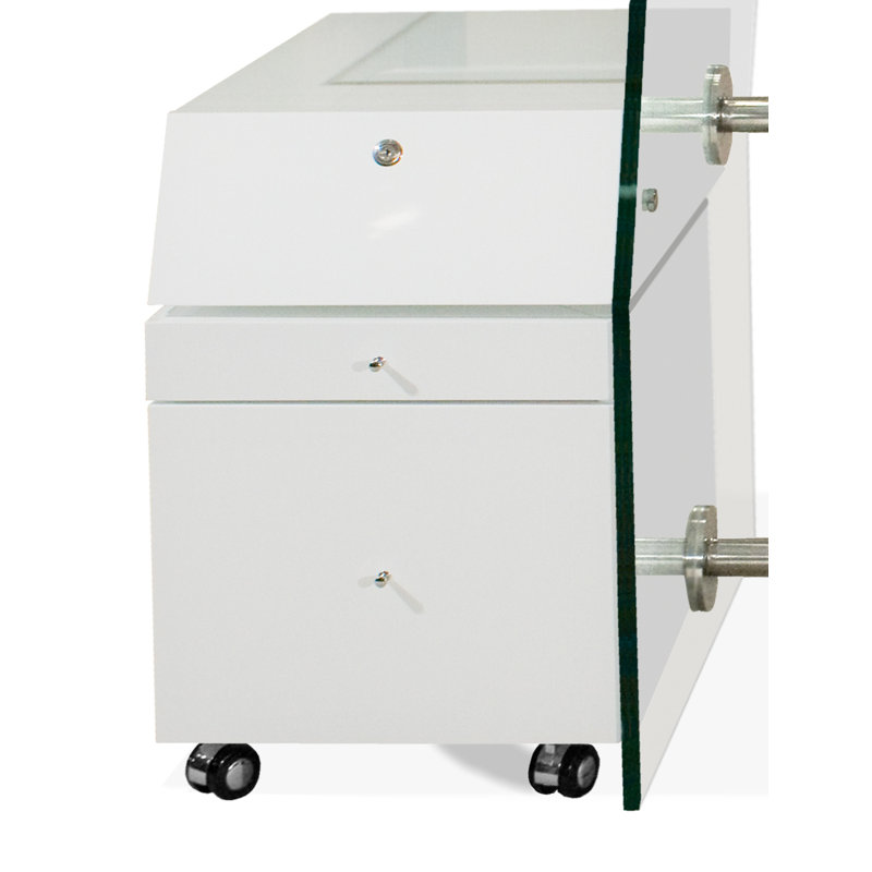 18" H x 15.5" W Desk File Pedestal, White Lacquer