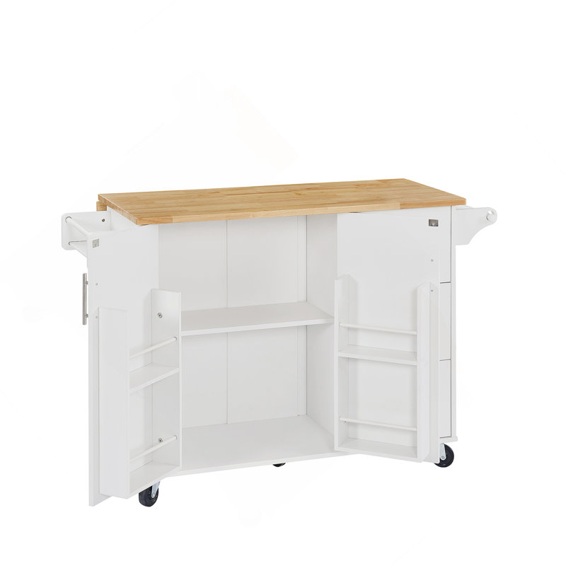 Îlot de cuisine avec comptoir à abattant, chariot d'îlot de cuisine, table d'îlot de cuisine avec porte de grange