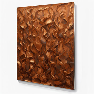 Abstrait couleur champ 16, art mural en métal brun
