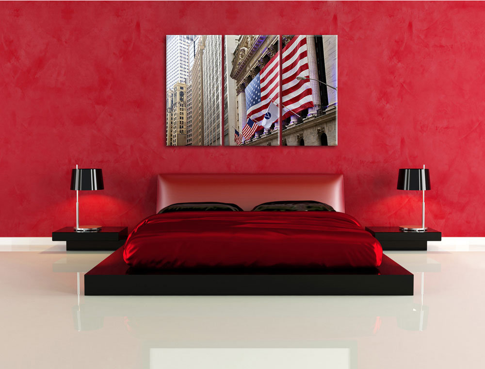 3-tlg. Leinwandbilder-Set „Amerikanische Flagge in New York“, Fotodruck