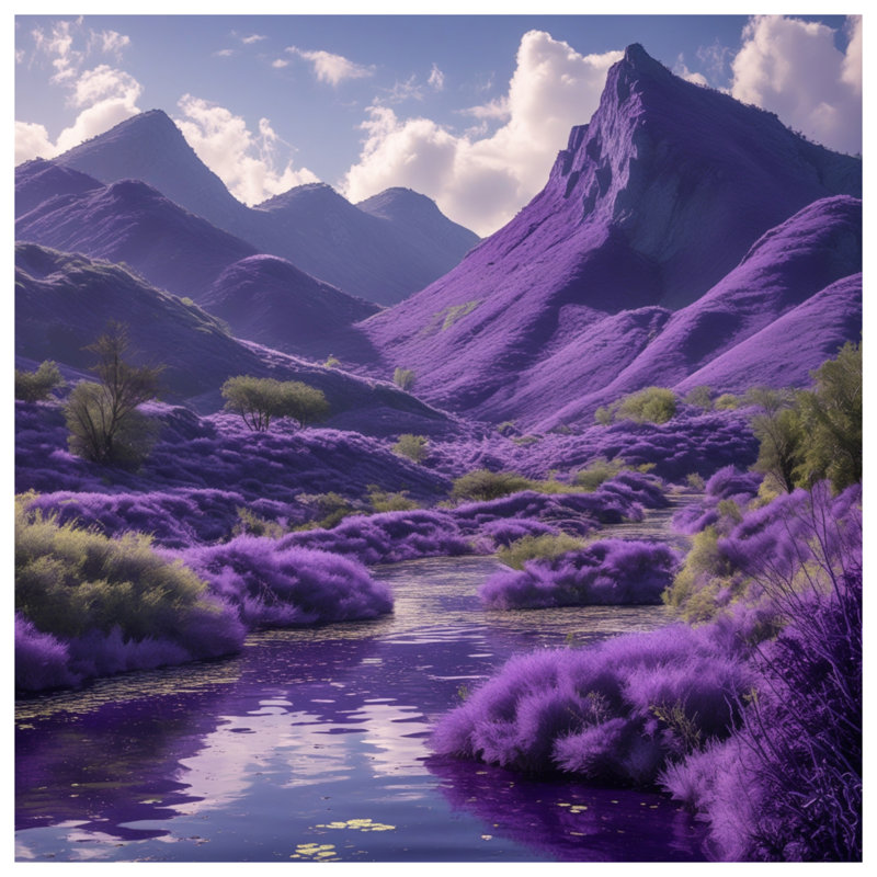 Couvre-lit matelassé Lavender Mountain Landscape, Lit simple