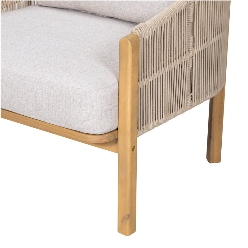 Fauteuil club d'extérieur en bois Grotta, Beige