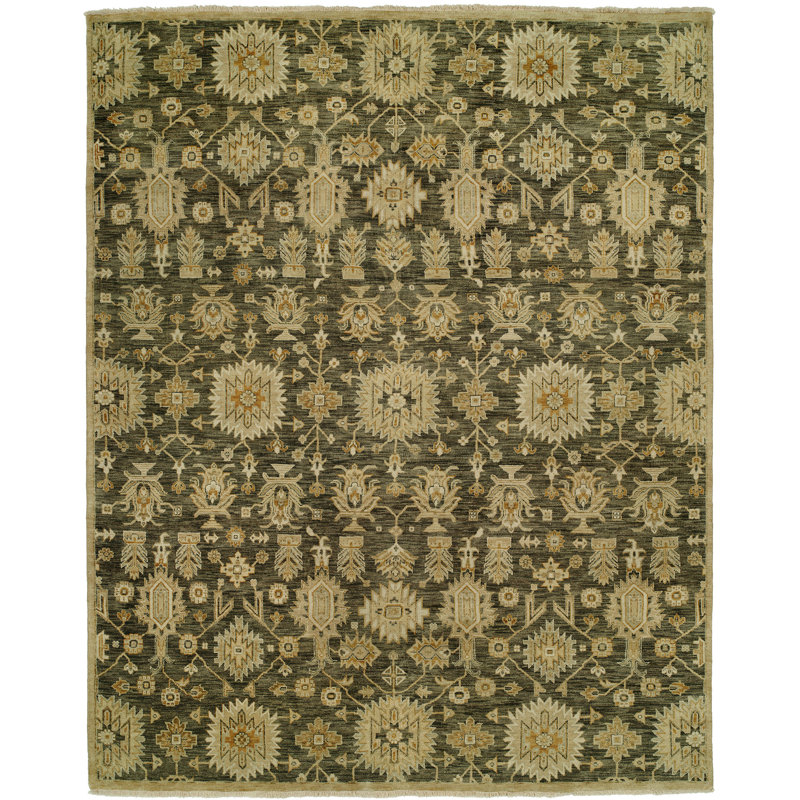 Hand Knotted Wool Southwestern Area Rug in Brown, Rectangle 2' x 3'