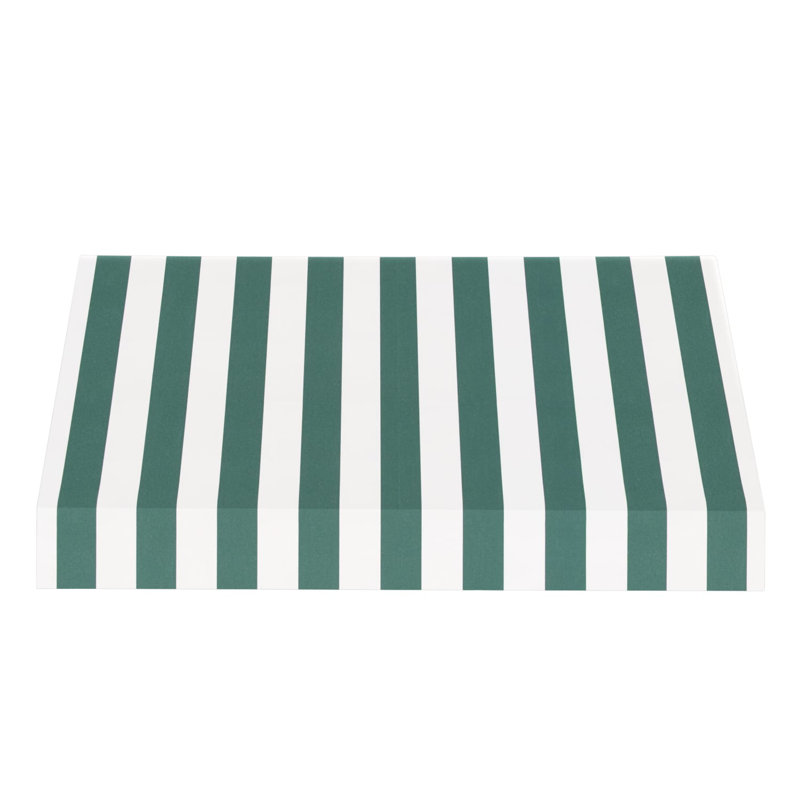 Auvent fixe en tissu acrylique New Yorker Awntech, H 18 po x l 124,5 po x P 36 po, Forêt / rayure blanche