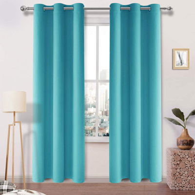 2 Thick Panels Room Darkening Blackout Curtains, Thermal Insulated Block Out Light Grommet Drapes