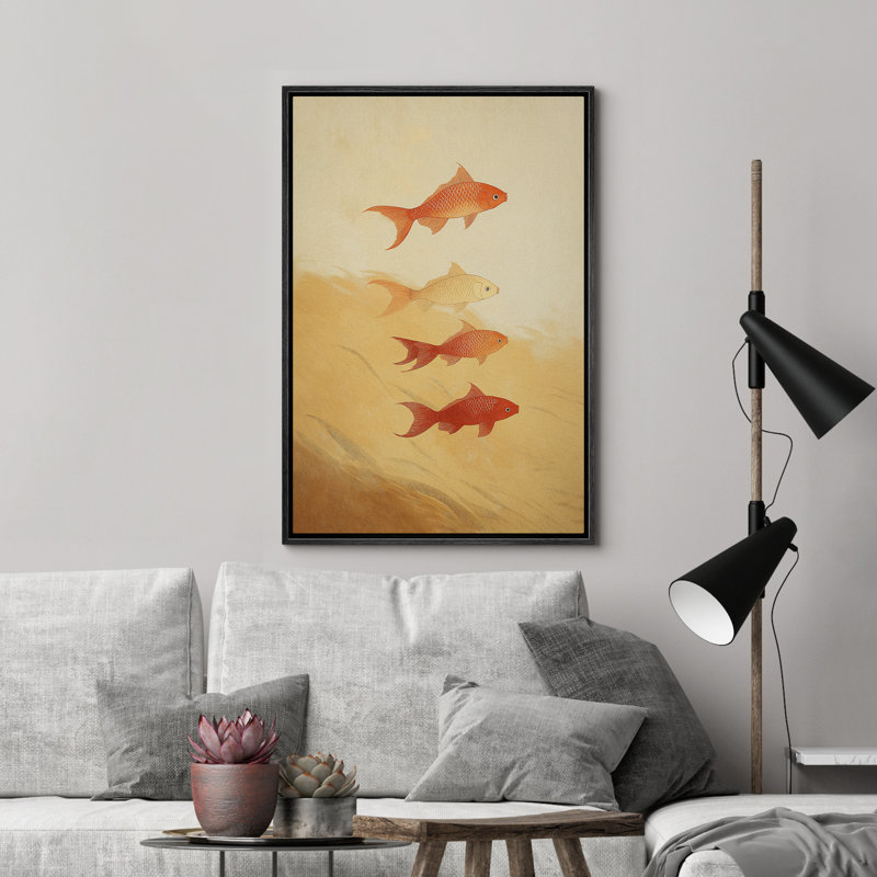 Impression sur toile encadrée orange et jaune, Noir, noir, noir, noir, H 24 po x l 16 po