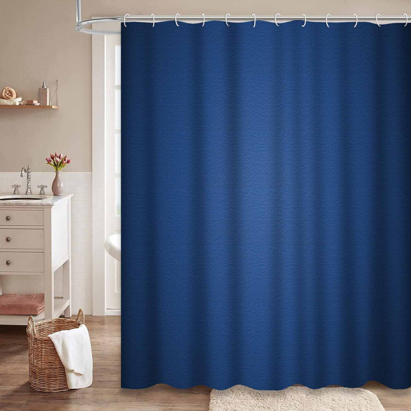 Rideau de douche bleu en tissu bleu avec 12 crochets, L 72 po x l 72 po