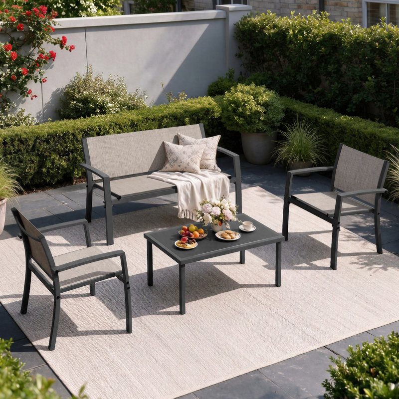 Arantxa 4 - Person Patio Conversation Set with Cushions, Light Brown