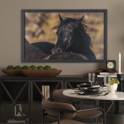 «Wild Horses» par Gary Blatter, reproduction d'art encadrée texturée à la main