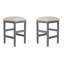 Table de salle à manger 5 pièces à hauteur de comptoir - plateau en faux marbre, tiroir de rangement, 4 tabourets rembourrés pour pièce beige et gris avec attrait