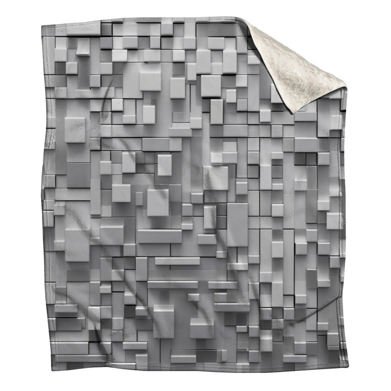 Couvertures géométriques à blocs gris, 50in W x 60in H