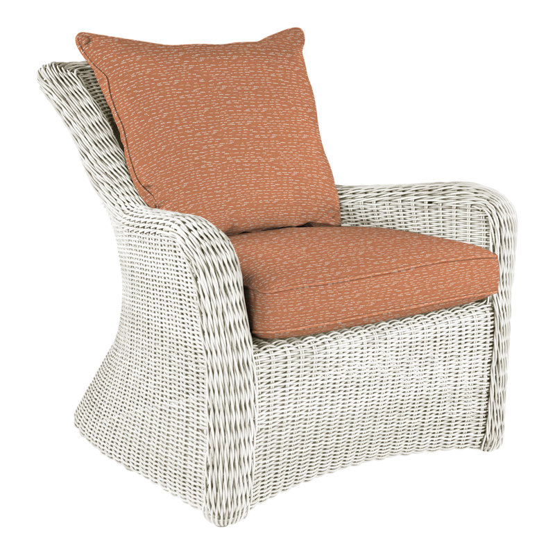 Sag Harbor Patio Chair with Sunbrella Cushions, Perigold Arigato Mango, Classic White