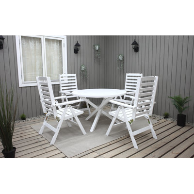 Cantin 4 - Person Wood Patio Dining Set with Round Table