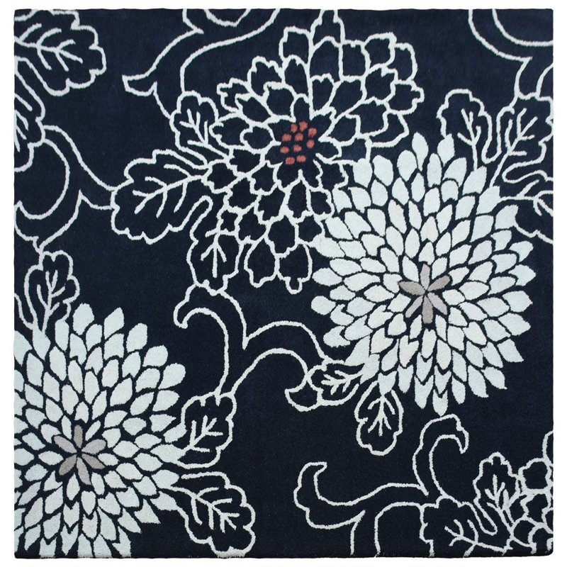 Tapis écologiques en laine touffetés à la main - carrés, de couleur noire, de conception orientale, de tapis épais antidérapants faits à la main pour le salon, la chambre à coucher