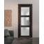 Porte de garage prémontée en bois massif, style français, avec vitrage dépoli, modèle Lucia 2552, couleur frêne chocolat, panneau simple, cadre et poignées inclus, idéale pour salle de bain ou chambre à coucher. Porte robuste de 61 x 213 cm (24 x 84 pouces).-109770496-109770511