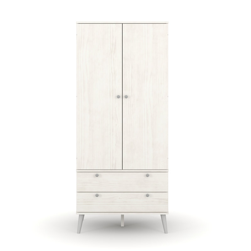 Augusta Curve, 2 door, 2 drawer Wardrobe, White Wax finish