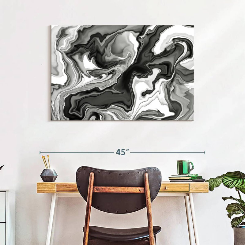 Marbre noir et blanc Avery, H 26 po x l 39 po