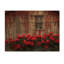 «Dark Roses Flowers At The Barn I» - Art mural en bois Roses - sur bois de pin naturel-85835645