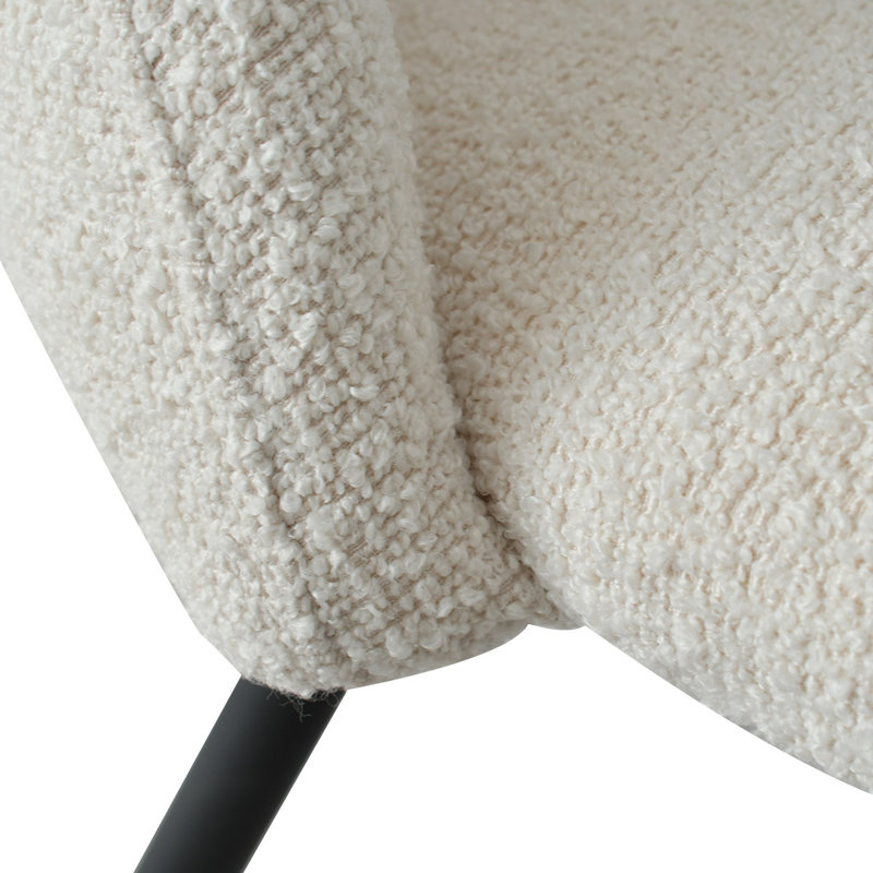 Chaise rembourrée en tissu à dossier ouvert Benjamin, Boucle ivoire