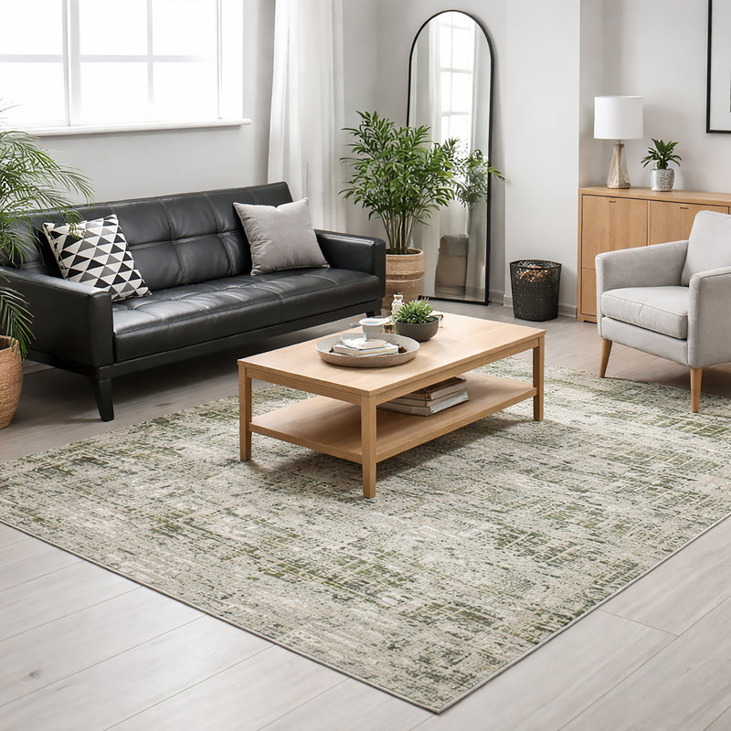 Livigno 1241 Transitional abstract Striated Green Area Rug, Rectangle 3'3" x 4'11" 