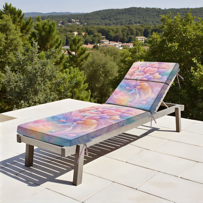  Coussin de patio d'extérieur pour intérieur 3 po en forme de cœur pastel Coussin de chaise longue résistante à l'eau à motif abstrait plumes éthérées