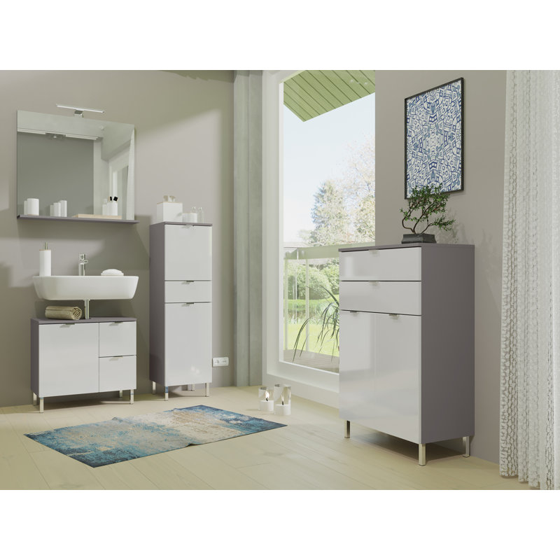 Midgett Bathroom Cabinet, Graphite/White