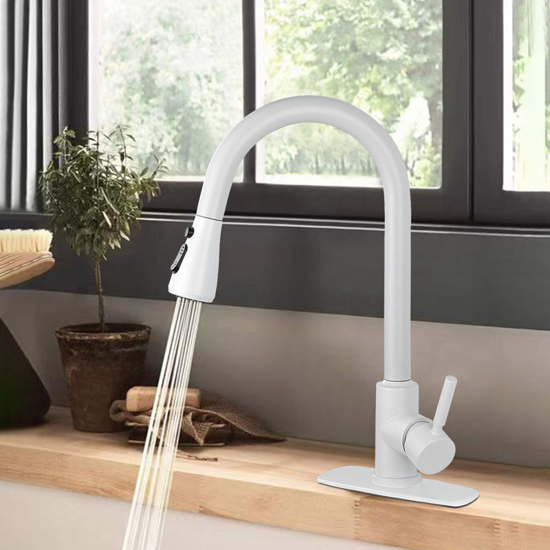 NOVEL Pull Out Kitchen Faucet, White