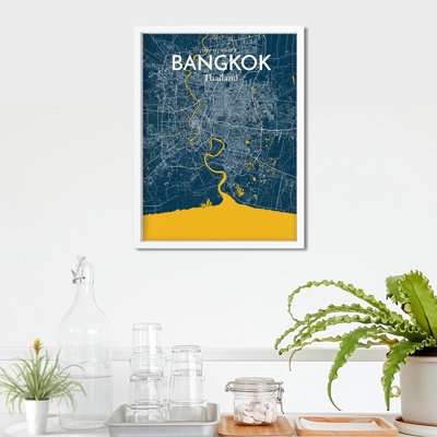 Bangkok City Map in Amuse 1 Piece Wall Art