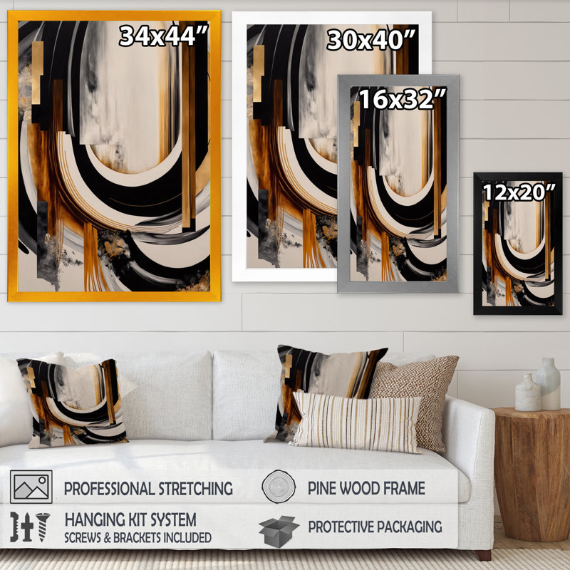 «Gold Touch Art Deco IV», art mural moderne sur toile, Impression dorée sur toile encadrée, L 24 po x H 32 po