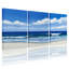 Nautique et plage, ciel bleu, nuages blancs, vagues de l'océan, plage de sable, ensemble de 3 impressions sur toile-777307416