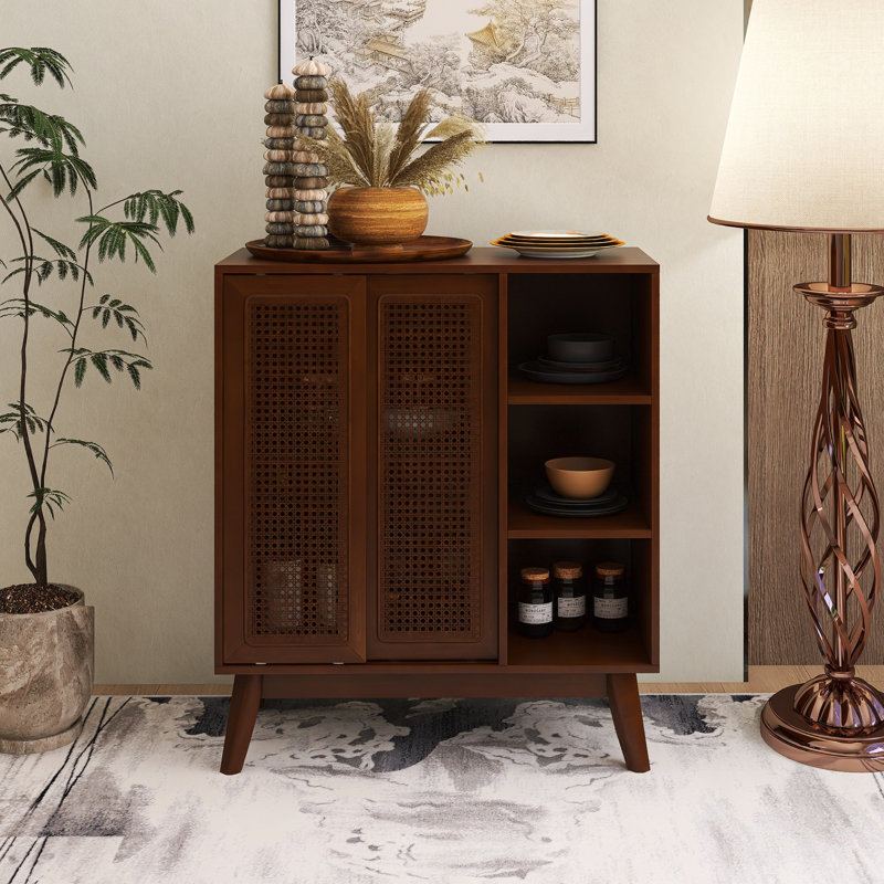 Buffet 31,50 pouces avec tablette réglable et pieds en bois massif