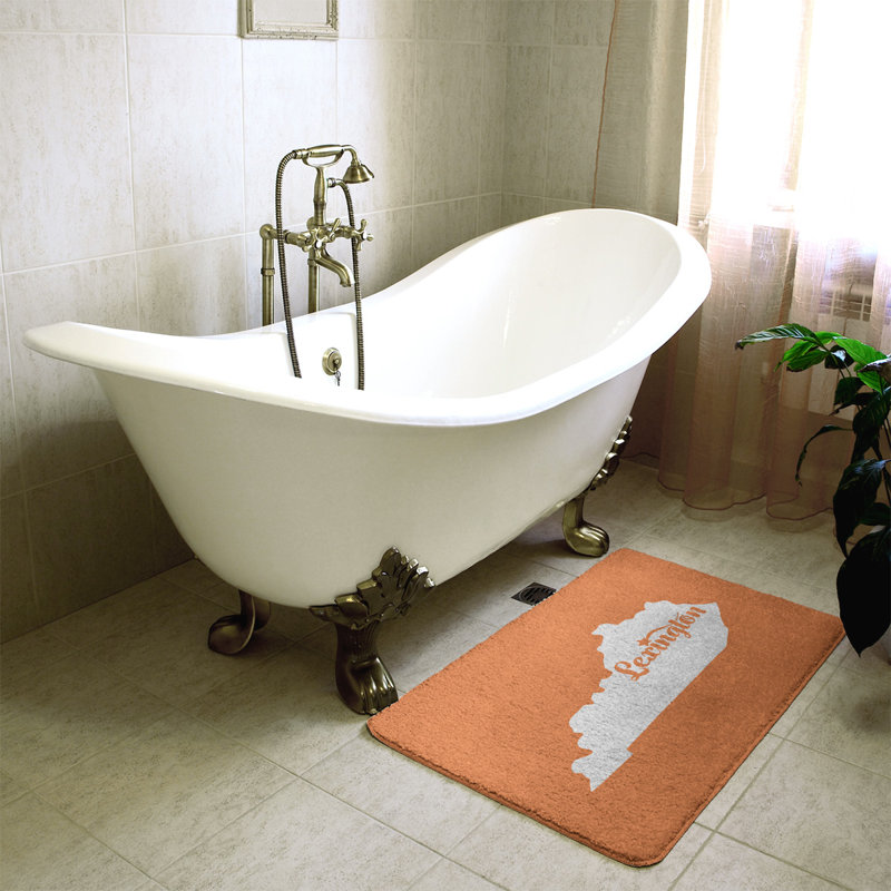 Tapis pour salle de bain en microfibre rectangulaire antidérapant antidérapant, L 17 po x L 21 po, Orange