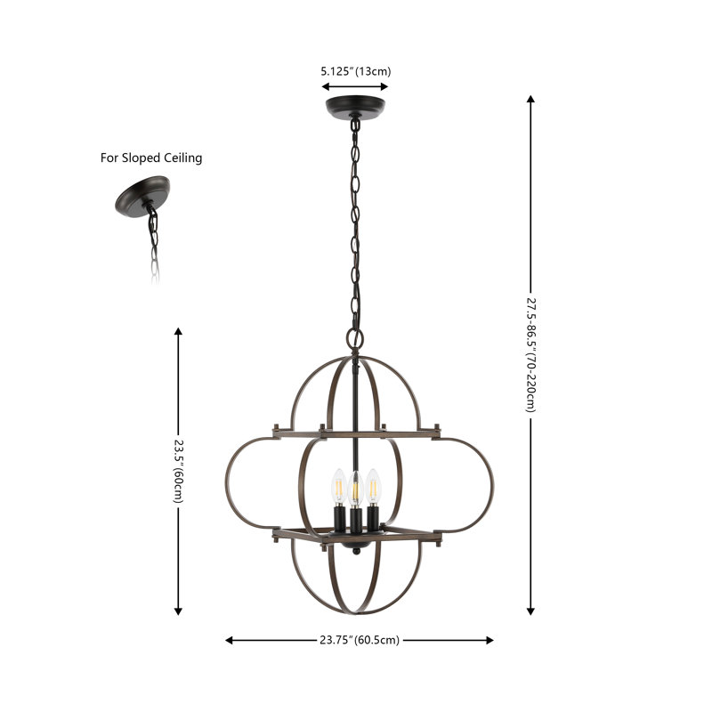 Luminaire suspendu 3 lumières noir / brun
